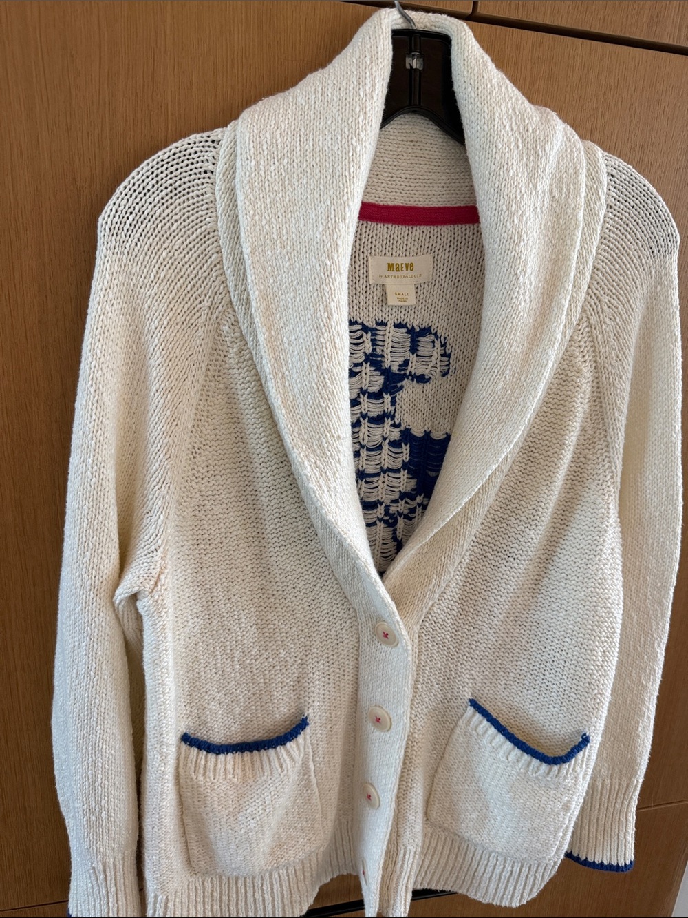 Anthropologie Maeve Lobster Cardigan Sweater Cream Color size Small - Picture 10 of 16